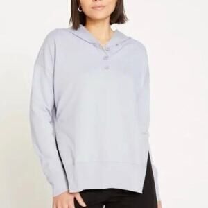 Universal Standard Henley Hoodie In Lavender Relaxed Casual Comfy Layering Sz S